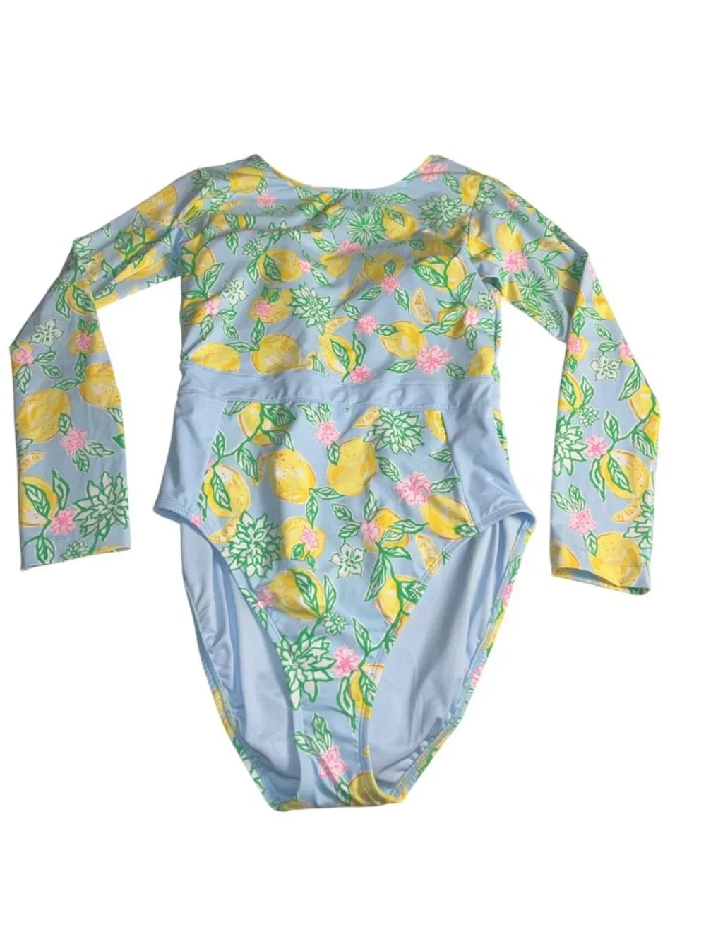 Lilly Pulitzer NWT Jesper Rashguard Swimsuit 12 Bluette Make Lemonade Print UPF